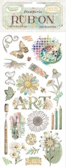 Daisy Art Rub-On 10x21cm  Life is Art Live it in Colour palet