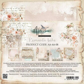 Paper pad Romantic Boho 20x20cm p/12vel