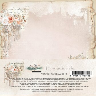 Paper pad Romantic boho 15x15cm p/24vel