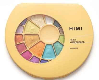  HIMI Watercolor Aquarelverf set van 24 Metallic kleuren + penseel p/st
