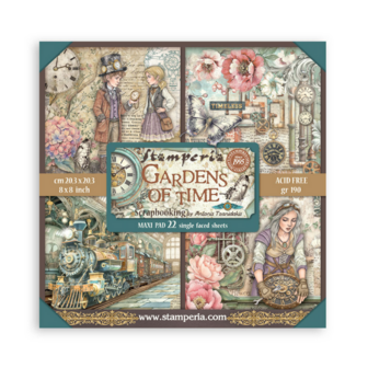 Paper pad 20x20cm Gardens of Time (single face) p/22vel