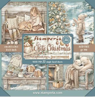 Paper pad 20x20cm White Christmas (Single Face) by Cristina Radovan p/22vel