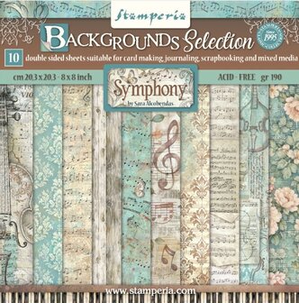 Paper pad 20x20cm Symphony by Sara Alcobendas p/10vel background