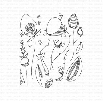 Stamp fantasie bloemen a6 93x110mm p/st