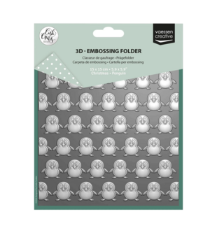 Vaessen Creative &bull; Embossingfolder by Carla Creates Christmas Penguin 20x20cm p/st