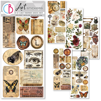 Art Stickers Cabinet of curiosities transparent adhesive sheets p/5vel