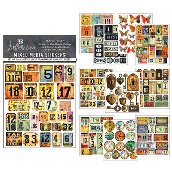 Scratched Labels Mixed Media Stickers p/10vel