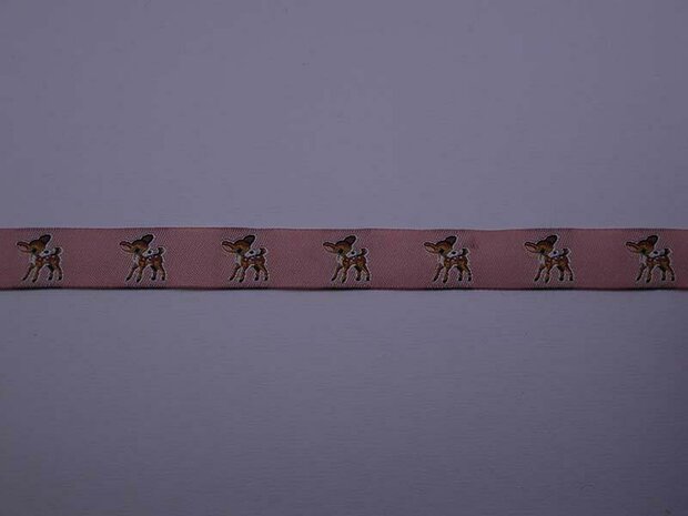 Lint roze bambi 15mm p/m gewoven
