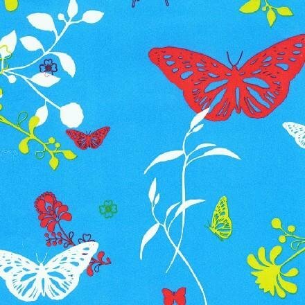 Inpakpapier vlinder blauw 50cm p/mtr 