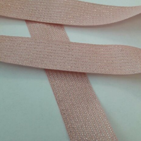 Lint roze 20mm p/mtr Texture lurex werkje