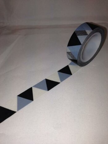 Masking tape zwart/grijs driehoek 15mm p/10m