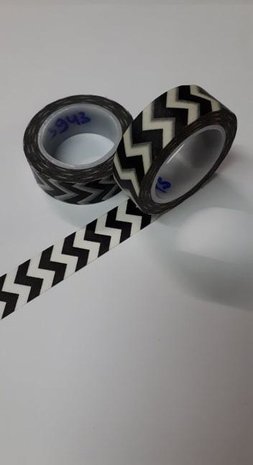 Masking tape zwart dwarse chevron 15mm p/10m