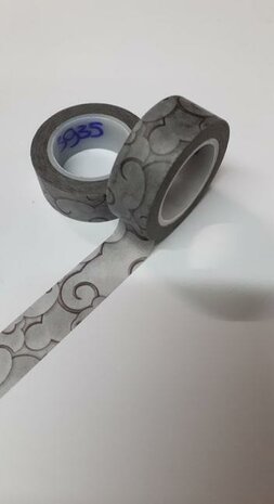 Masking tape grijs krullen 15mm p/10m