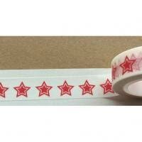 Masking tape wit/rood ster 15mm p/10m 