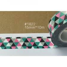Masking tape zwart/roze/groen driehoek 15mm p/10m 