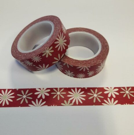 Masking tape bloem 15mm p/10m rood