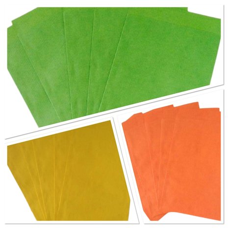 Zakken geel/groen/oranje 12x19cm p/250st papier