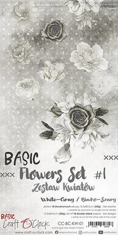Basic FLower Set1 White-Grey 15x30.5cm p/18vel