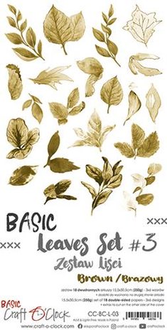 Basic Basic leaves set3 bruin 15x30.5cm p/18vel
