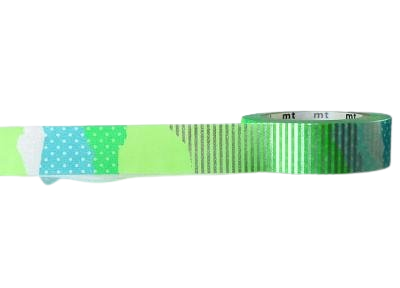 Masking tape groen patchwork 15mm p/10m 