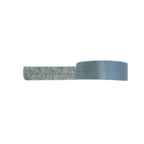 Masking tape bloem 15mm p/10m lichtblauw/grijs
