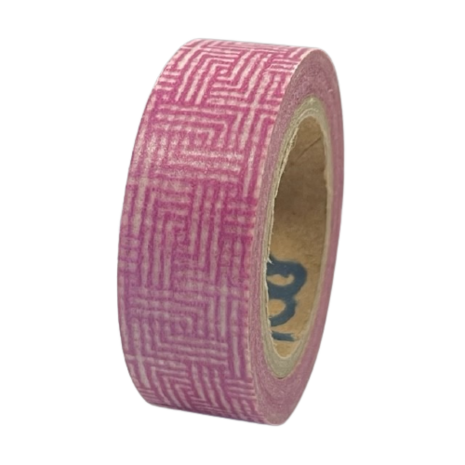 Masking tape roze gevlochten motief 15mm p/10m 