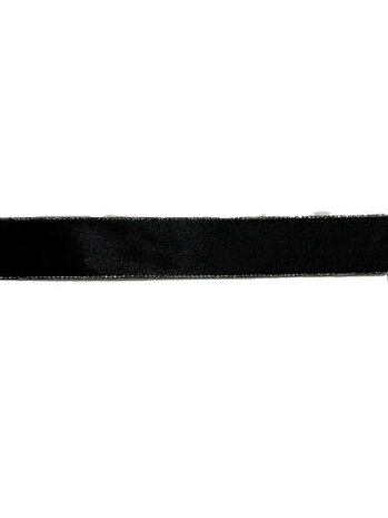 Lint zwart/zilver satijn 25mm p/20mtr