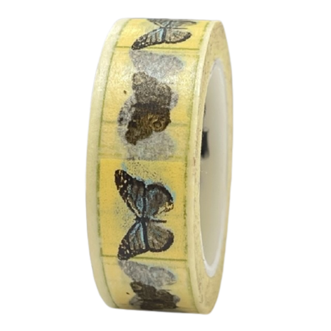 Masking tape geel vlinders 15mm p/10m 