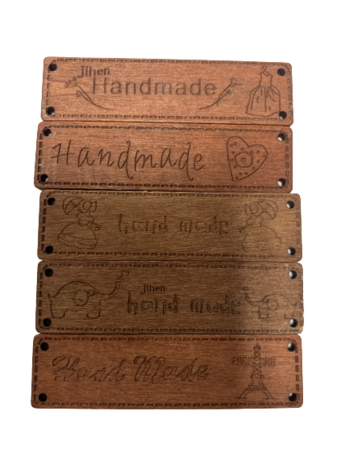 Labels hout Handmade DIY 17x64mm p/5st