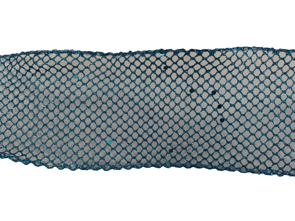 Lint turquoise 63mm p/mtr Sparkling gaatjesband  