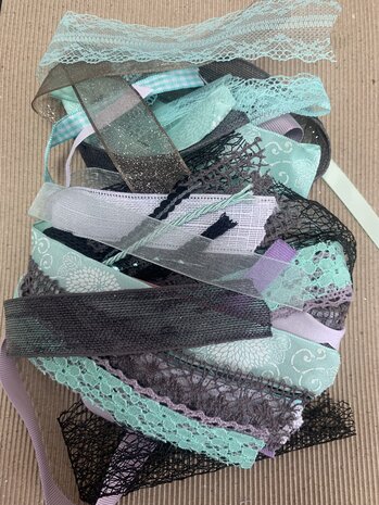 Lintenset zwart/mint 50cm p/24st