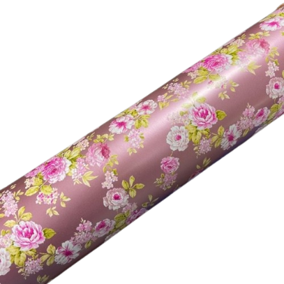 Inpakpapier roze 50cm p/5mtr Romantic roses