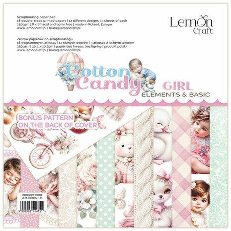 Paper pad 20x20cm Cotton Candy Girl p/18vel basic & elements