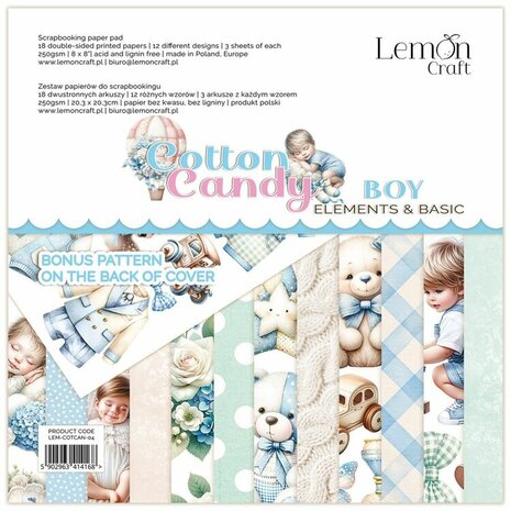 Paper pad 20x20cm Cotton Candy Boy p/18vel basic & elements