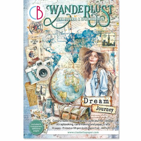 Wanderlust A4 Junk Journal Ephemera Book p/32vel