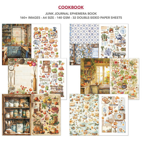 Cookbook A4 Junk Journal Ephemera Book p/32vel