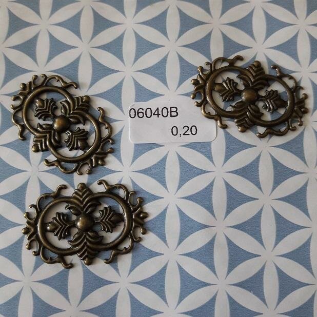 Filigraan 3.5x2.5cm p/st 2cirkels  brons