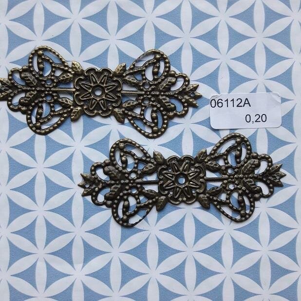 Filigraan 7.3x3cm p/st strik langwerpig  brons