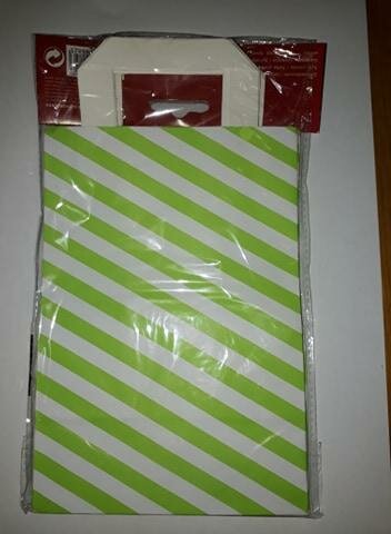 Geschenk Tasjes gestreept 13x19cm p/6st groen/wit