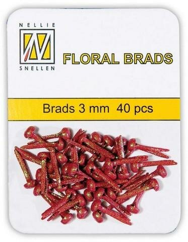 Brads rood 3mm p/40st glitter