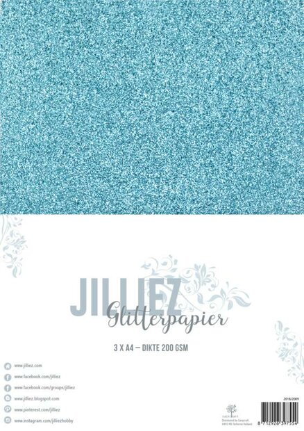Glitterpapier ijsblauw A4 p/3vel 
