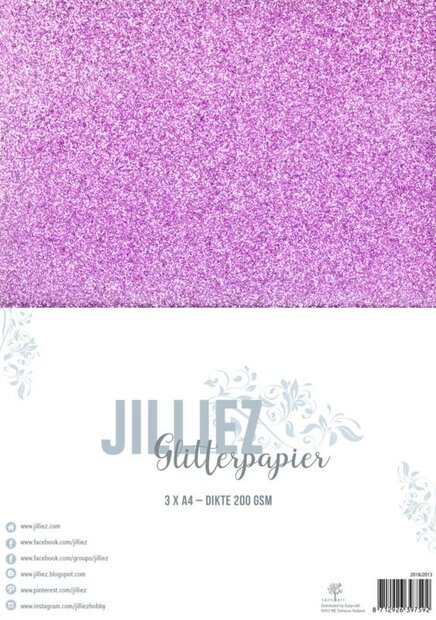 Glitterpapier A4 roze p/3vel 