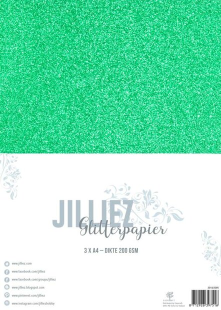 Glitterpapier donkergroen A4 p/3vel 