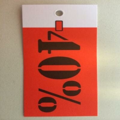 Hangetiket 40% 35x70mm p/250st rood/zwart