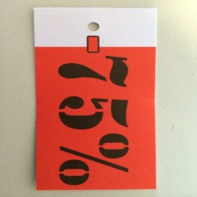 Hangetiket 75% 35x70mm p/250st rood/zwart