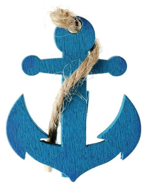 Anker blauw 3.5cm p/4st knijper houten
