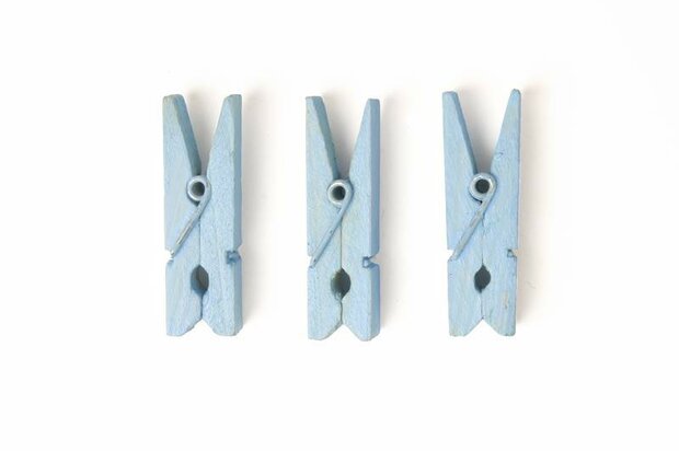 Knijper 2.5cm p/25st lichtblauw hout