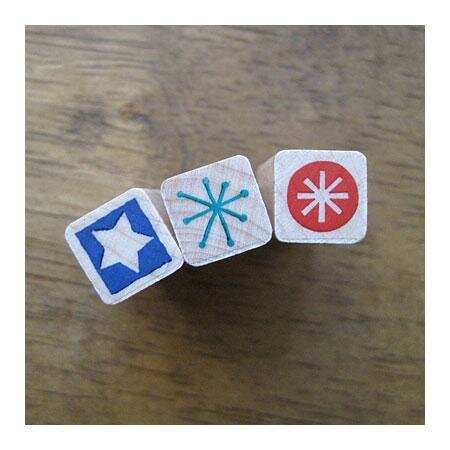 Stempel rond positief ster 1.3x1.3 p/st hout