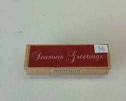 Stempel tweedehands nr36 seasons greetings 7.5x2.5cm p/st hout 