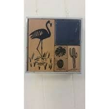 Stempelset flamingo cactus p/5st hout